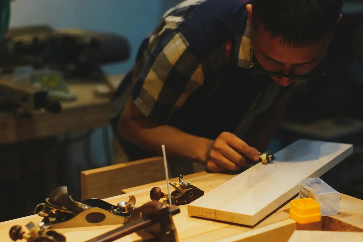 Carpenter at a workbench